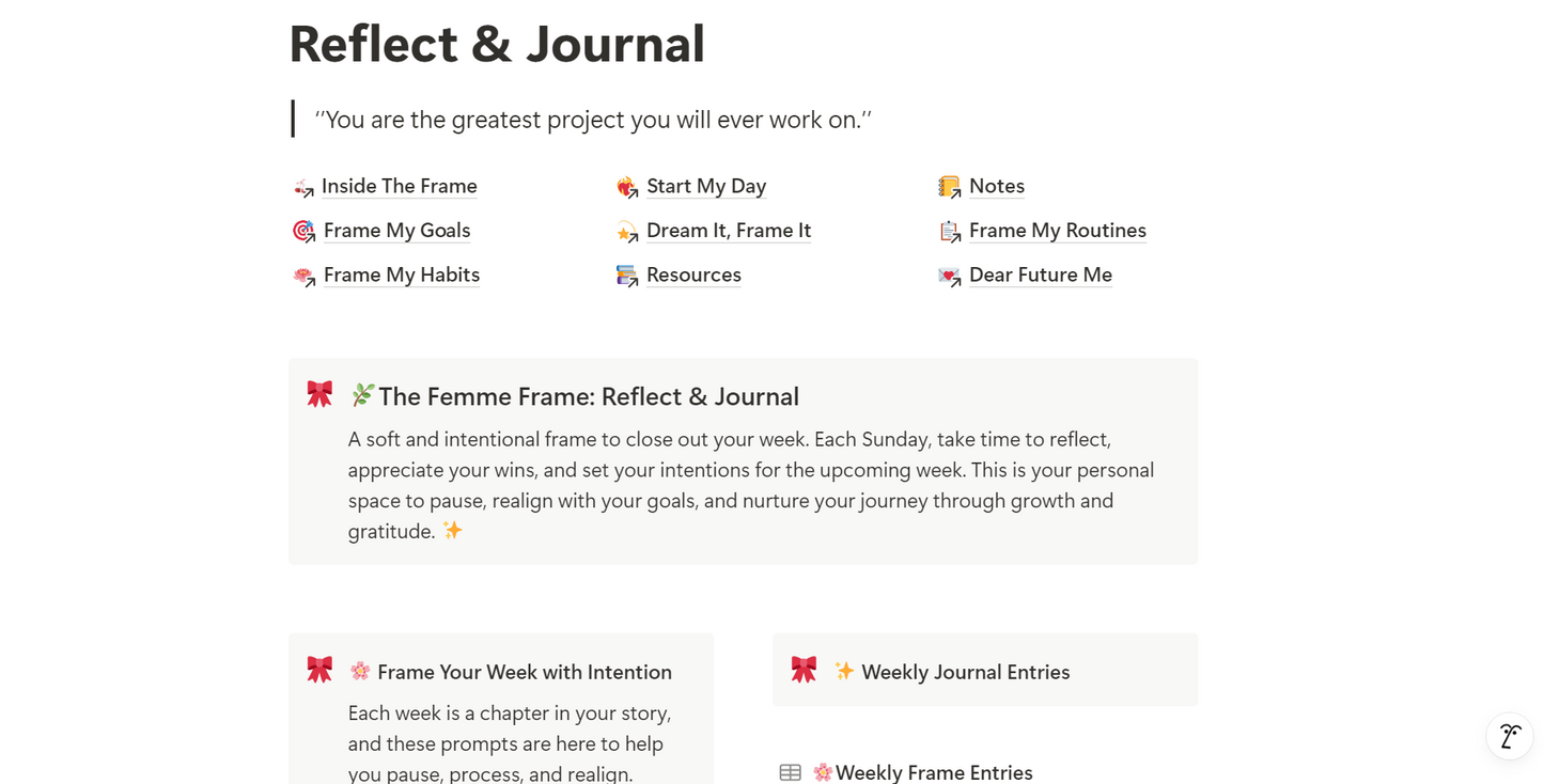 The Femme Framework — Notion Digital Planner + PDF Guide